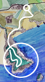 plan aquarelle du gîte à l'île de l'aber