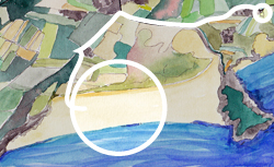 plan aquarelle du gîte à la plage de l'aber